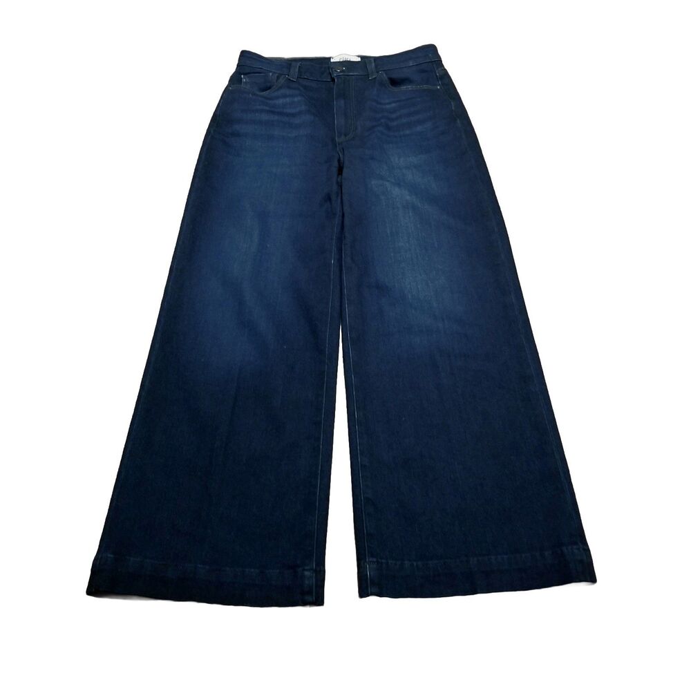 Paige Anessa Jeans Women's Size 28 Dark Blue Wide Leg Stretch Denim (28×26.5)